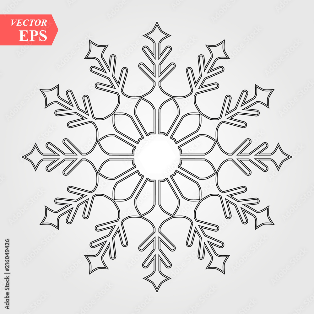 Snowflake icon. Black silhouette snow flake sign, isolated on white background. Flat design. Symbol of winter, frozen, Christmas, New Year holiday. Graphic element decoration Vector illustration Snowflake icon. Black silhouette snow flake sign, isolated on white background. Flat design. Symbol of winter, frozen, Christmas, New Year holiday. Graphic element decoration Vector illustration