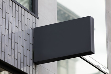 Blank sign outside a shop or restaurant with copy space