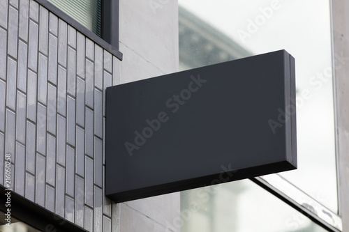 Blank sign outside a shop or restaurant with copy space photo