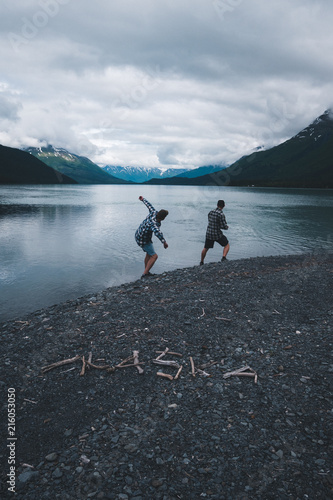 Alaskans skipping stones