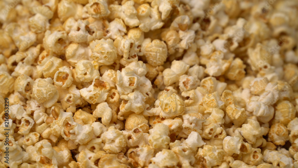 close up caramel popcorn background close up caramel popcorn background