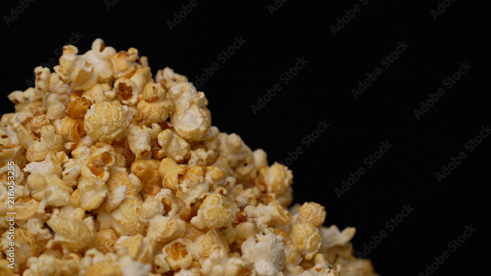 close up caramel popcorn background close up caramel popcorn background