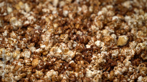close up caramel popcorn background