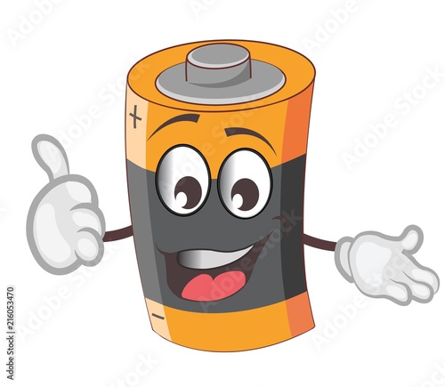 battery character cartoon.vector illustration