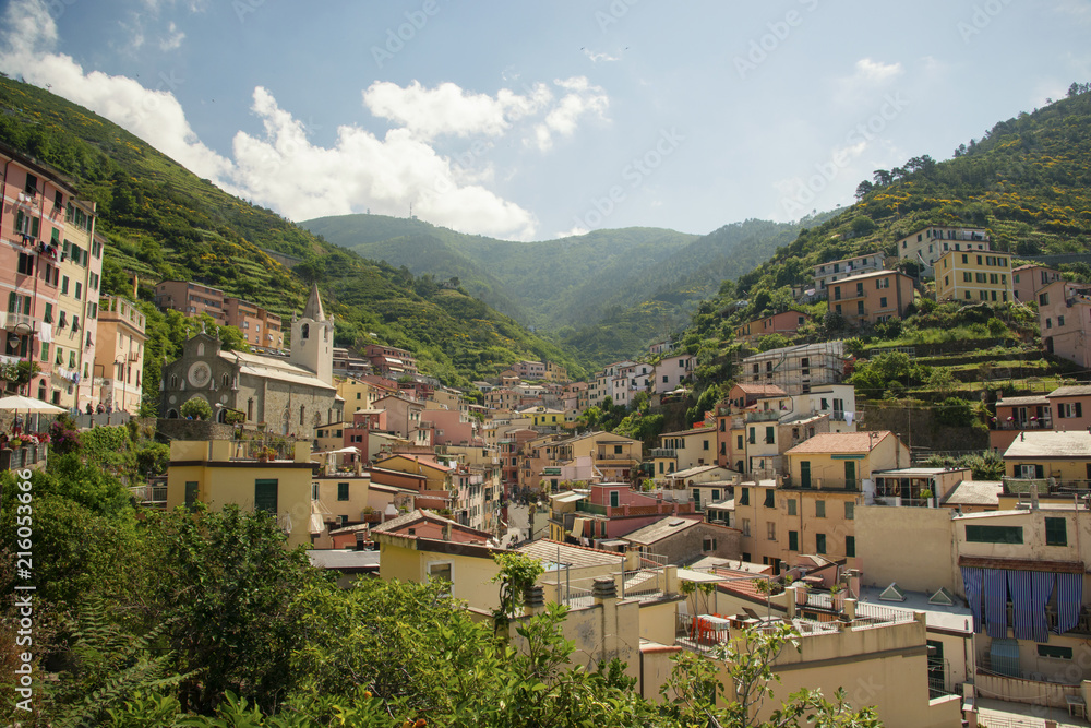 Riomaggiore village, one of the five villages in Cinque Terre in Italy