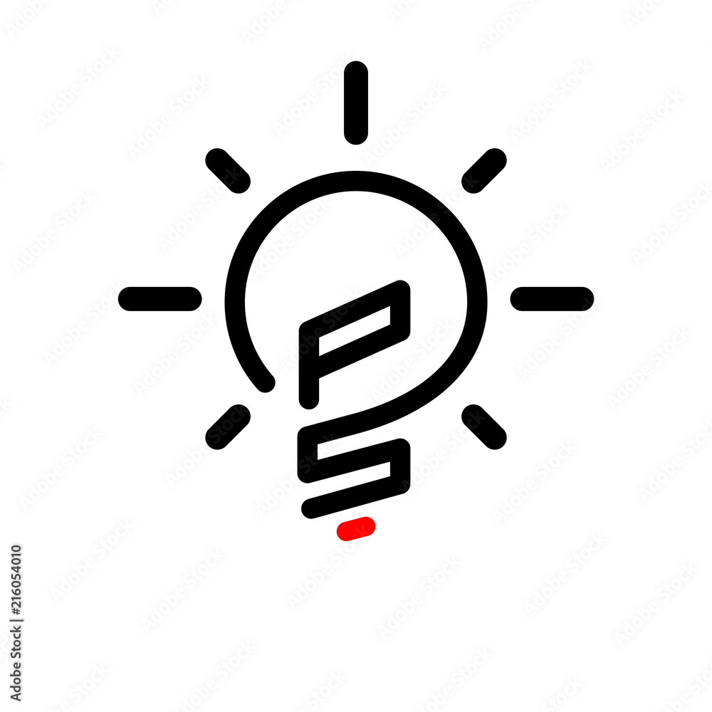 PS Initial Letter with creative bulb Logo vector element. Initial letter bulb Logo Template