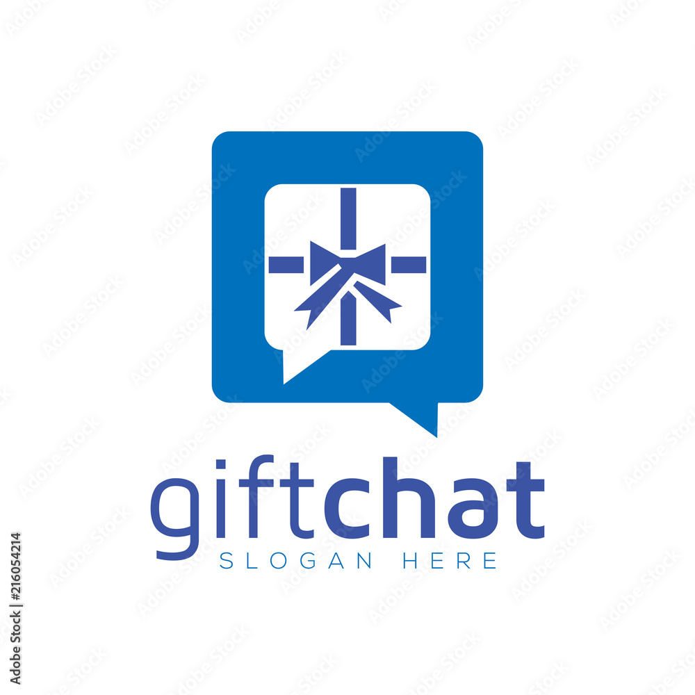 Fototapeta premium Gift chat logo vector template