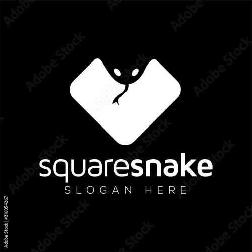 Square shape Snake logo vector template