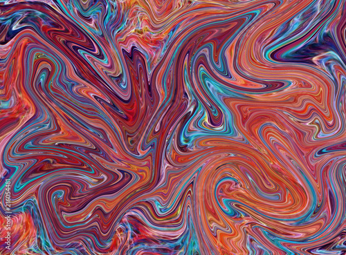 Abstract impressionism style art. Marble texture background. Swirl design pattern. Marbled painting artwork. Multicolored graphic wallpaper. Digital print for poster or craft products. Bright colors.