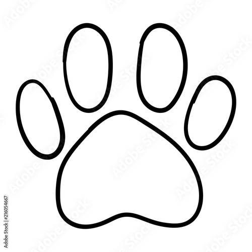 Monochrome black and white dog cat pet animal paw foot isolated hand drawn ink sketch art vector