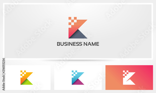 Abstract Fold Pixel Eroded Digital Logo