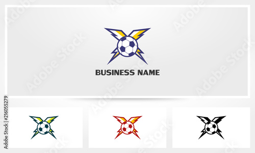Football Soccer Thunder Logo