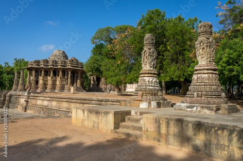 Front view of Modhera Sun Temple, one of the Heritage site built in 1026 AD located near Ahmedabad, India. 