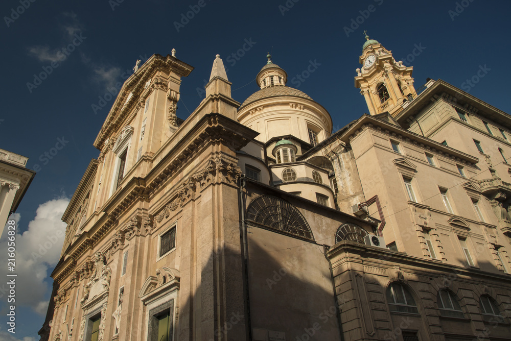 Church of the Jesus and of the Saints Ambrogio and Andrea in central area of Genoa, Italy