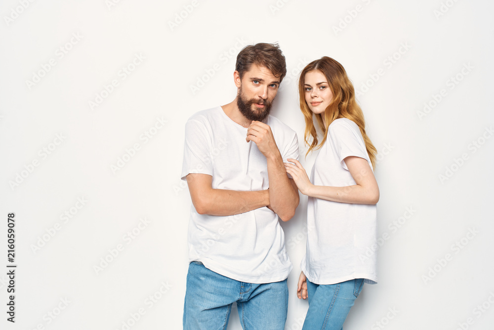 woman man white t-shirt logo woman man white t-shirt logo