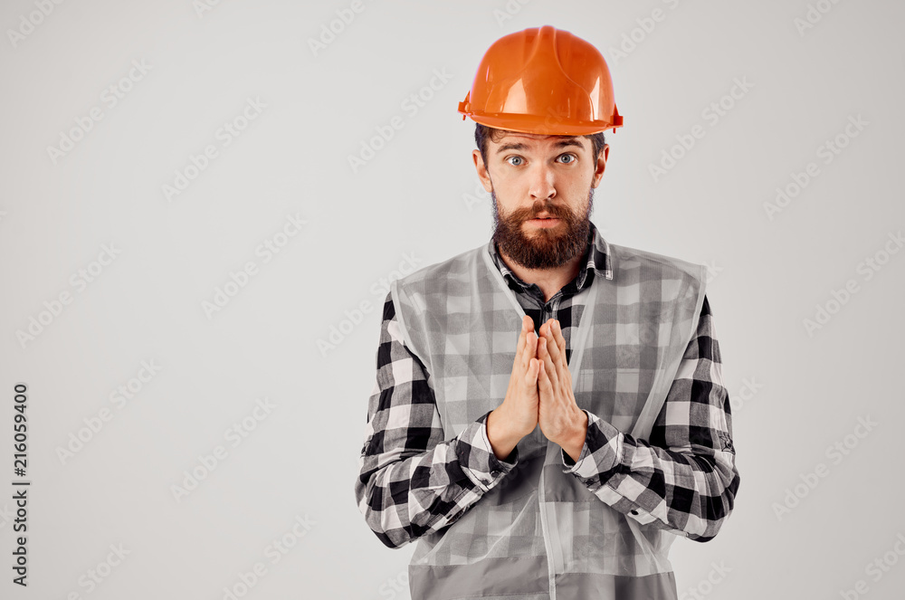 a man in a construction helmet