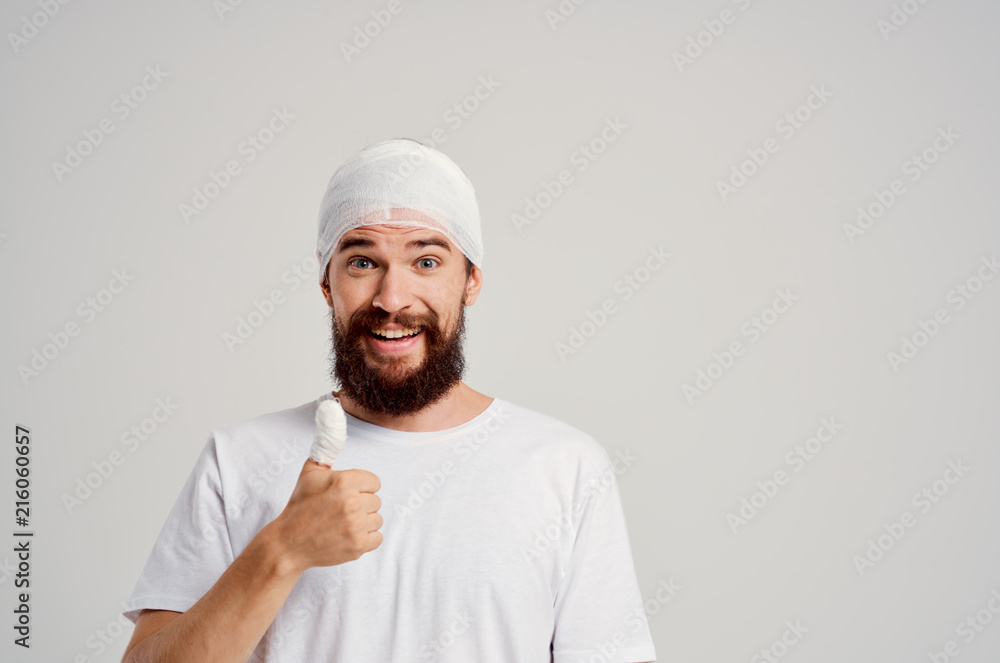 man bandage on head on finger medicine man bandage on head on finger medicine