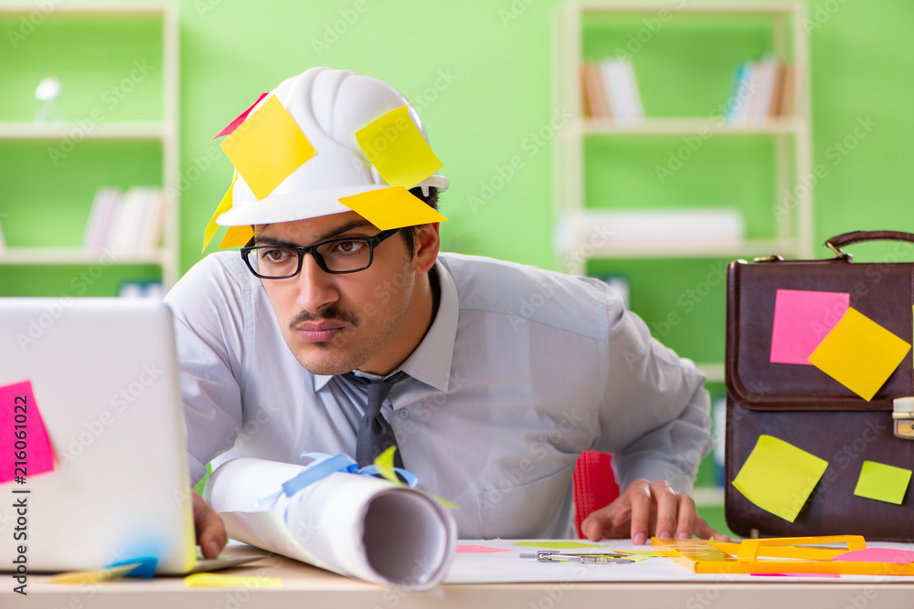 Male engineer working on new project with many conflicting prior Male engineer working on new project with many conflicting prior