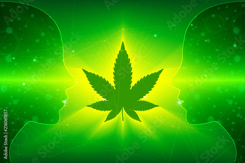 In front of people on Cannabis marijuana in medical.