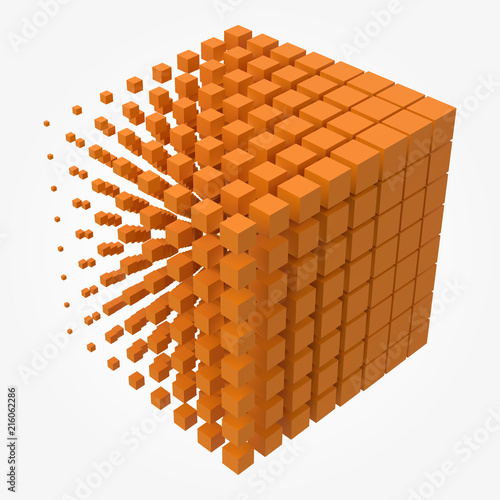bigger cube dissolving to smaller cubes