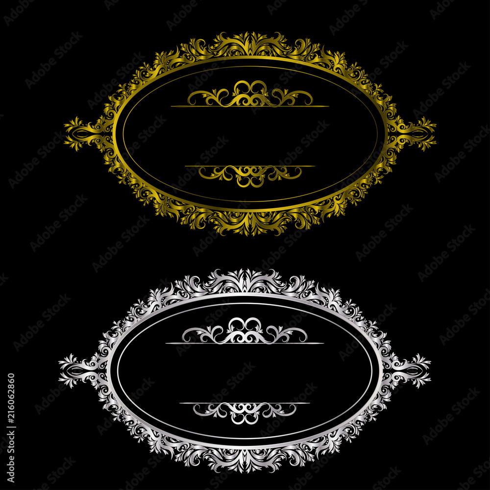 Gold and Silver Color Vintage Decorative Elements Vector illustration