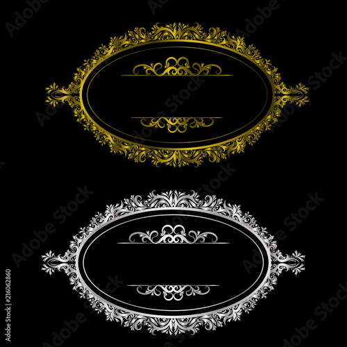 Gold and Silver Color Vintage Decorative Elements Vector illustration