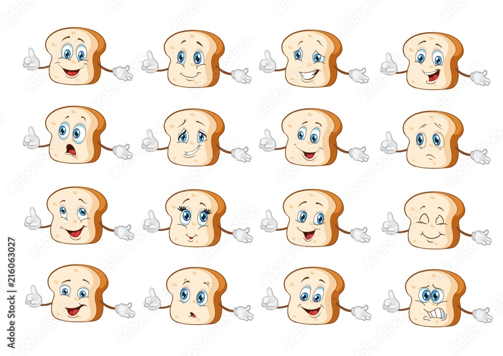 bread characters set cartoon. vector illustration bread characters set cartoon. vector illustration