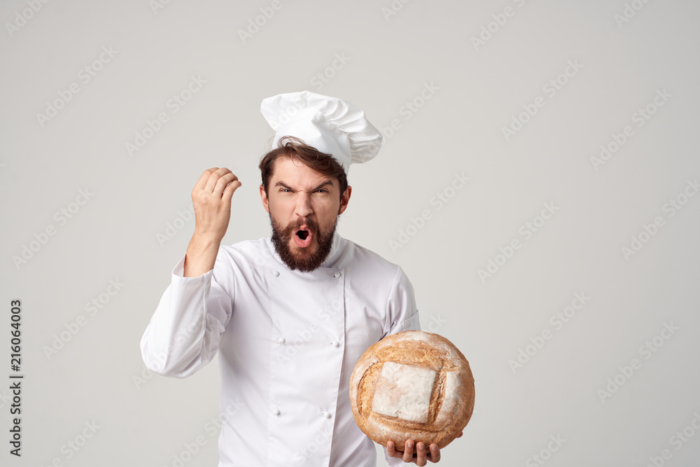 cook angry with a loaf