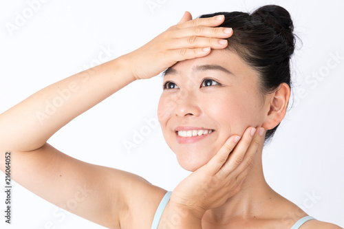 portrait of attractive asian woman beauty image on white background