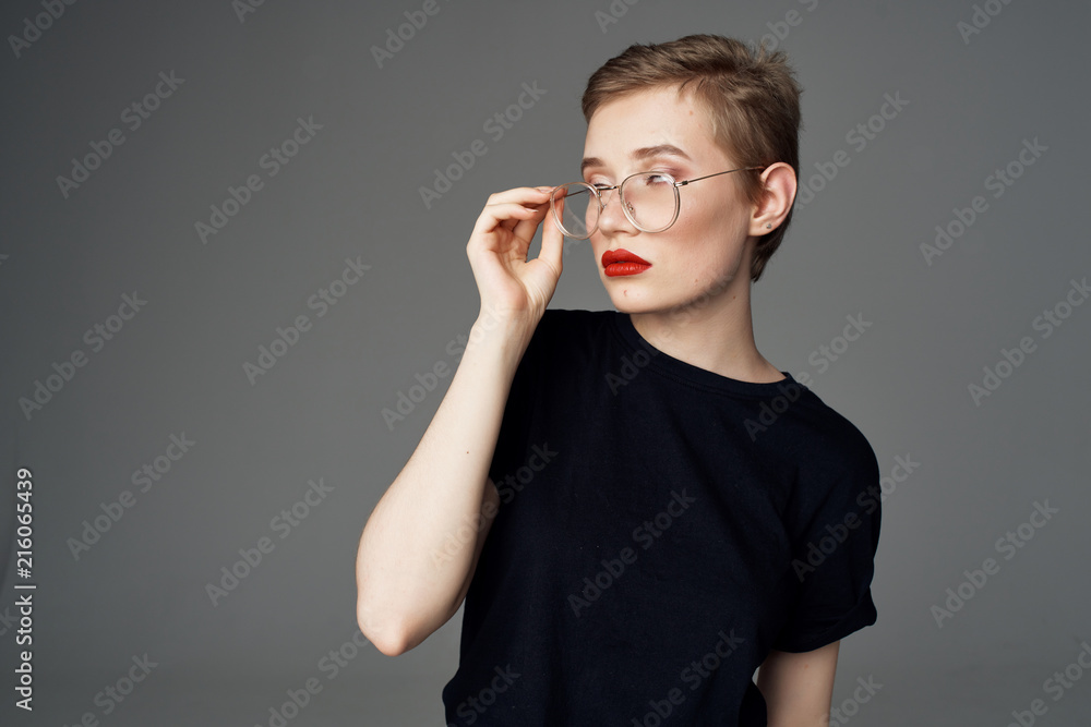 woman with glasses looking woman with glasses looking