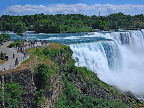 The park at the edge of the American Falls at Niagara Falls