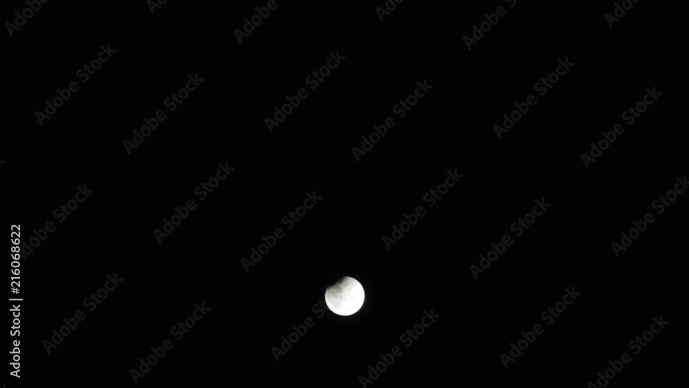 Smooth Motion Moon Eclipse Partially Covered, Full HD Video On A Clear Black Sky. 27.07.18. Lunar Eclipse 2018 Smooth Motion Moon Eclipse Partially Covered, Full HD Video On A Clear Black Sky. 27.07.18. Lunar Eclipse 2018