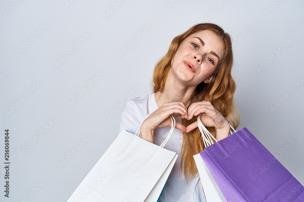 happy woman with shopping bags happy woman with shopping bags