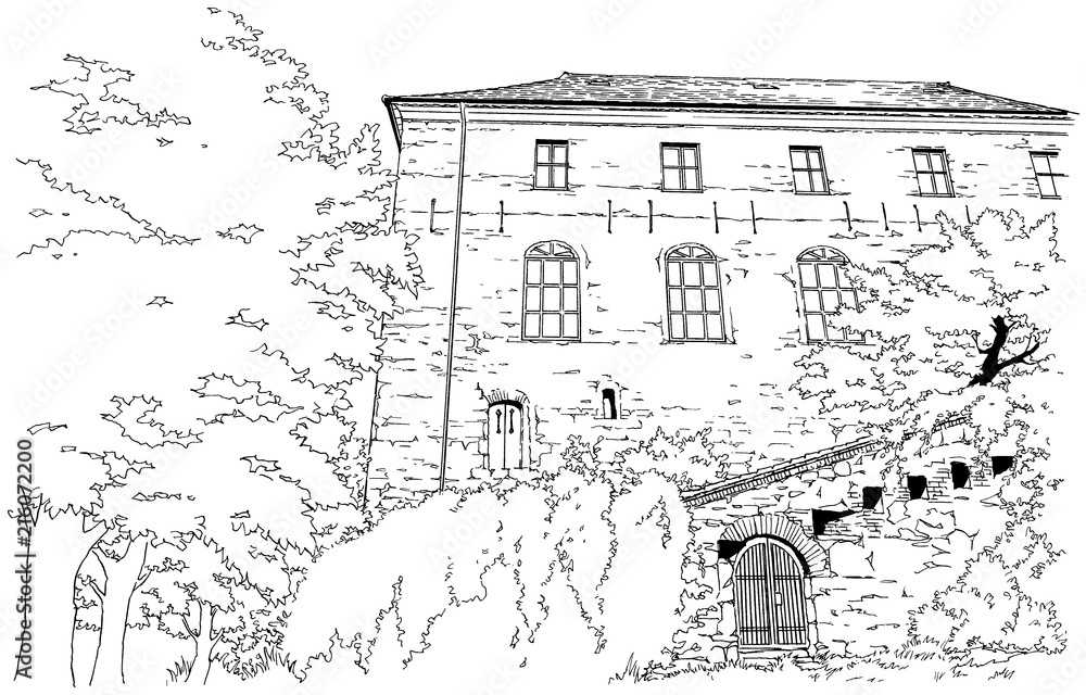 漫画風ペン画イラスト 西洋風 城 Stock Illustration Adobe Stock