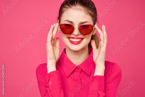 portrait of young woman in glasses glamor fashion
