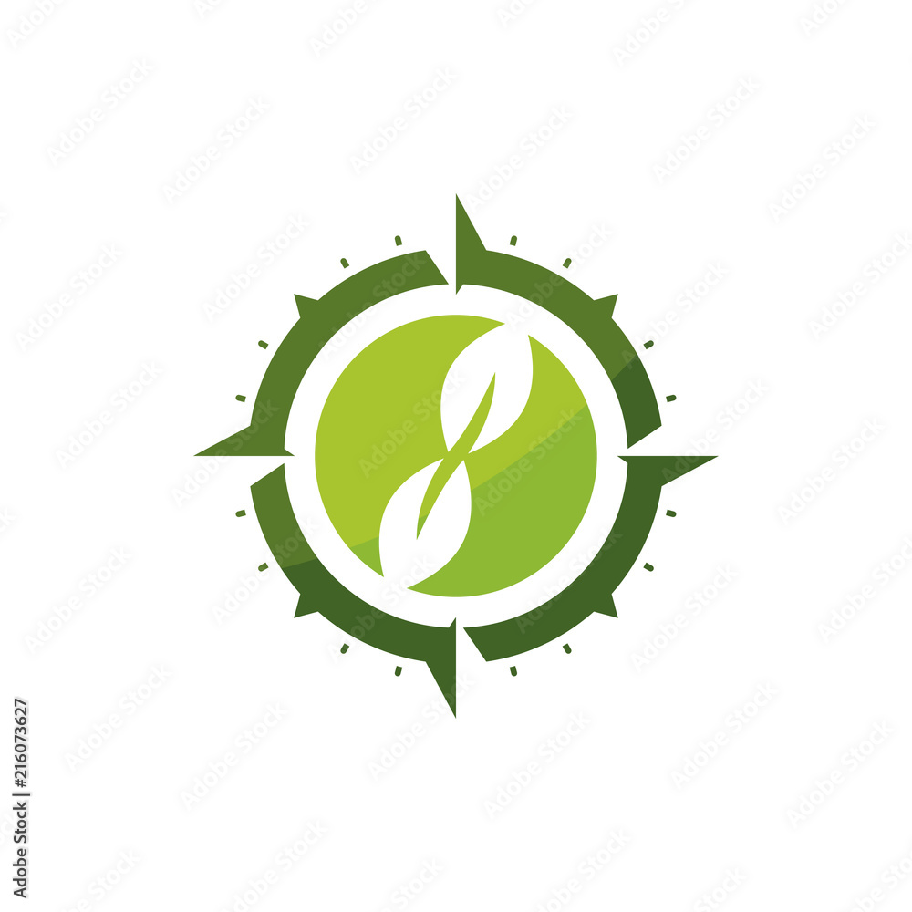 Green compass logo design vector template Green compass logo design vector template