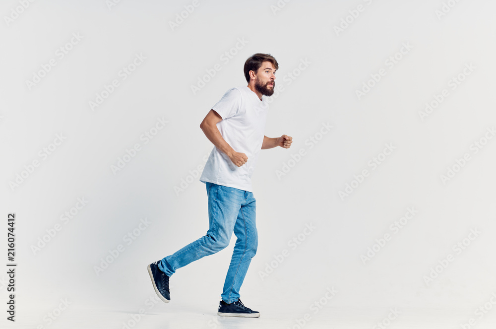 young man jumping in the air young man jumping in the air