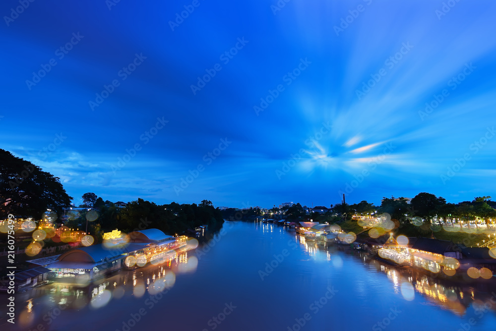  Phitsanulok City River and town at phitsanuloke Thailand with sunrise