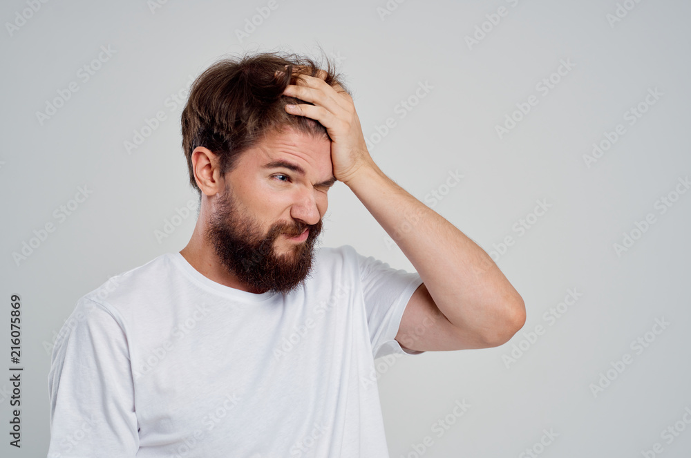 young man with headache young man with headache