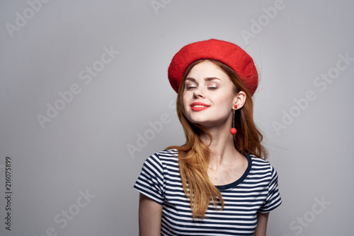 beautiful woman in beret photo