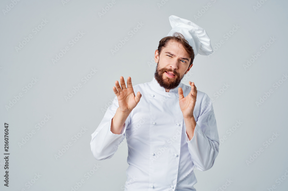 chef holds hands free place chef holds hands free place