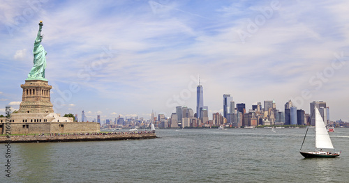 Statue of Liberty and New York City skyline, USA