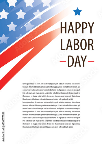 Happy labor day USA vector America flag with blue and red strip design for banner leaflet template advertising background decor wallpaper card promotion