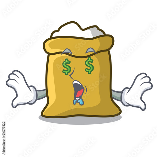 Money eye flour mascot cartoon style