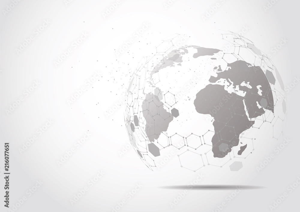 Global network connection. World map point and line composition concept of global business. Vector Illustration Global network connection. World map point and line composition concept of global business. Vector Illustration