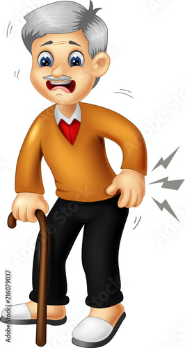 funny grandfather cartoon back pain 