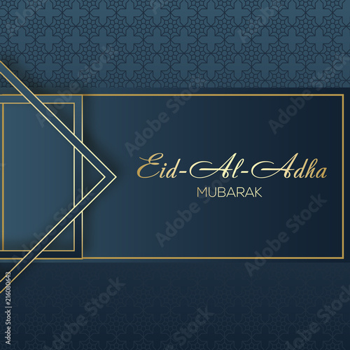 Aid Al Adha greeting card template arabic ornaments. Vector