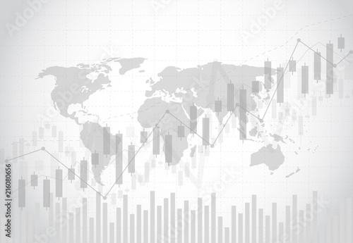 Business candle stick graph chart of stock market investment trading on dark background design. Bullish point, Trend of graph. Vector illustration