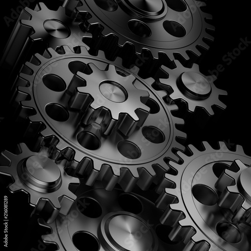3d rendering high quality metallic shiny gears backgrounds