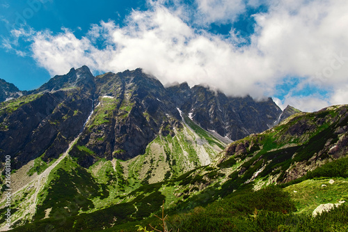 Mountain landscape blue sky clouds Majestic High tatras mountains Slovakia